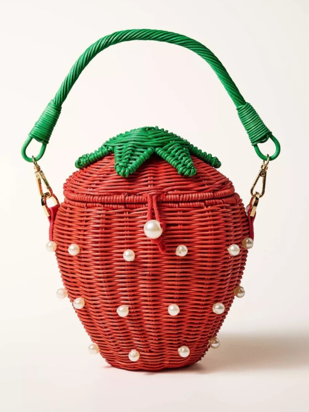 Kate Spade Strawberry Pearl Wicker Handbag